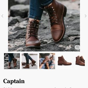 Brown Handmade Whiskey Leather Lace up low heel Boots Thursday Boot Co. Captain
